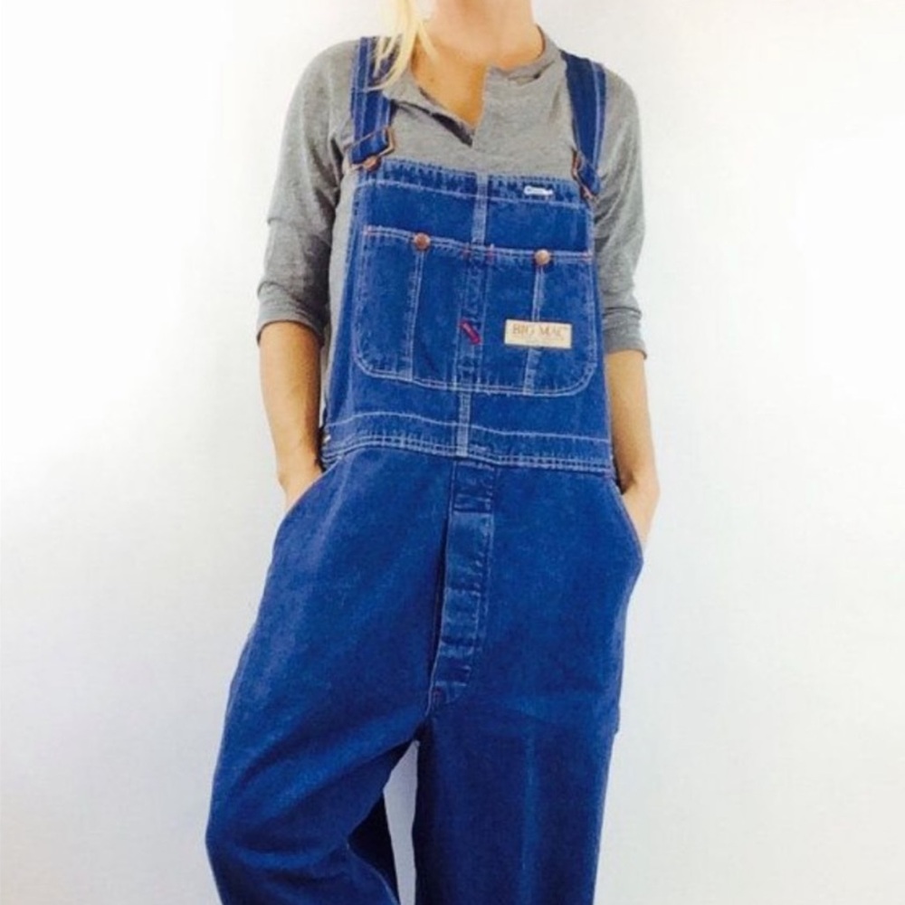 Vintage 80s Big Mac Suspender Back Overalls Made in USA 36 x 34